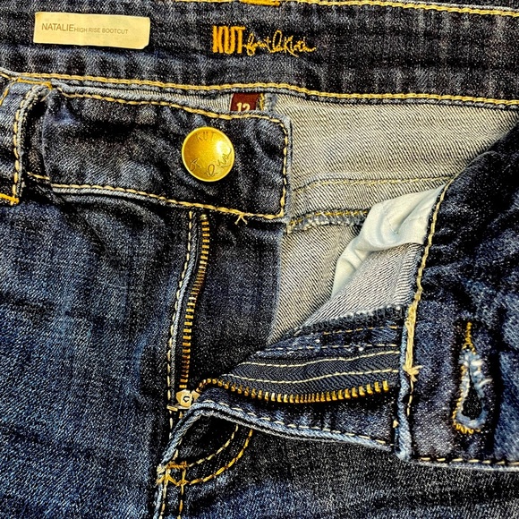 Kut From The Cloth Natalie High Rise Bootcut Flare Embroidered Pockets Size 12 - Picture 8 of 13